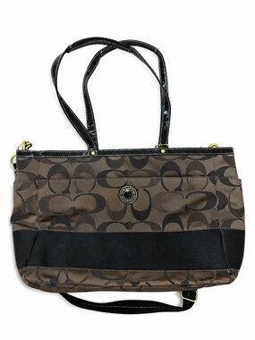 Y2k Coach Brown and Black Signature Logo Tote